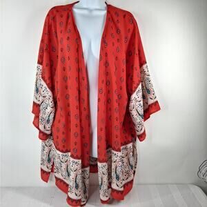 VS Vision Open Front Kimono Cardigan Women's 2XL Flowy Boho Hippie Chic‎ Artsy